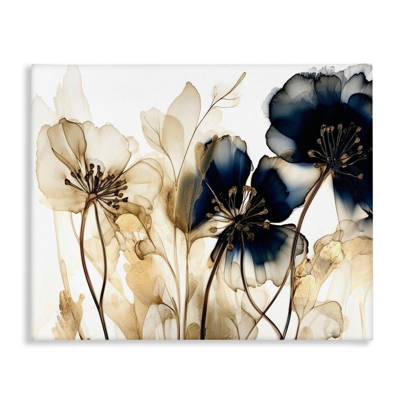 Stupell Industries Navy & Gold Flowers, 16" x 20"