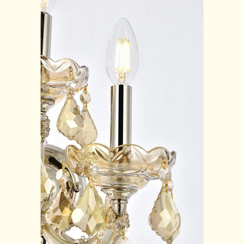 Elegant Lighting Maria Theresa 3 light white Wall Sconce Golden Teak (Smoky) Royal Cut Crystal