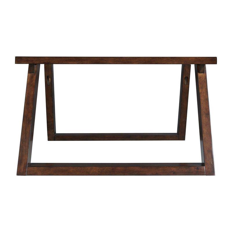 Rectangular Kai Coffee Table Dark Espresso - Picket House Furnishings: Modern Rubberwood Base, Tempered Glass Top