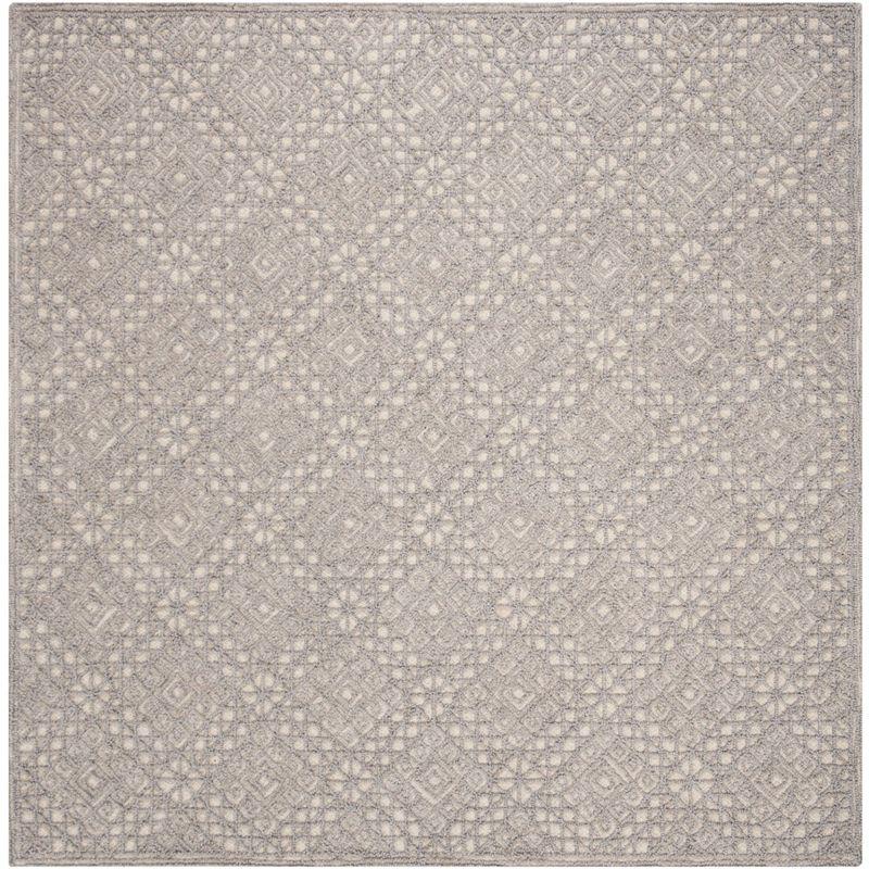 Gray Square Hand-Tufted Wool Area Rug