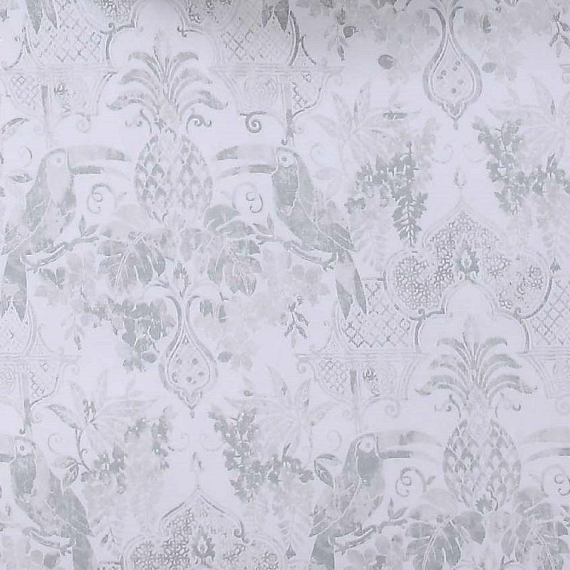 3pc King Tropical Plantation Toile Duvet Cover Set White/Gray - Oceanfront Resort