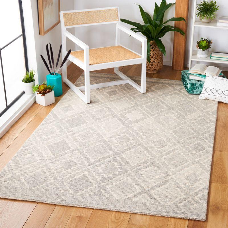 Gray Diamond Tufted Handmade Wool Shag Rug 3' x 5'