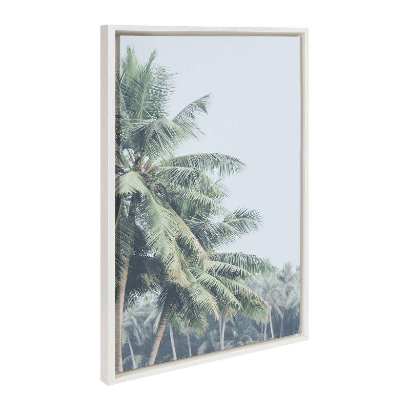Kate & Laurel All Things Decor 23" x 33" Sylvie Pale Green Coconut Palm Trees Framed Wall Canvas White : Modern Style Artwork