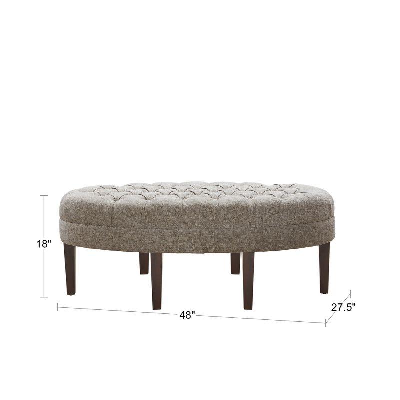 Madison Park Matthew Surfboard Tufted Ottoman Brown: Madison Park Upholstered Oval Bench, Polyester, Foam Filled