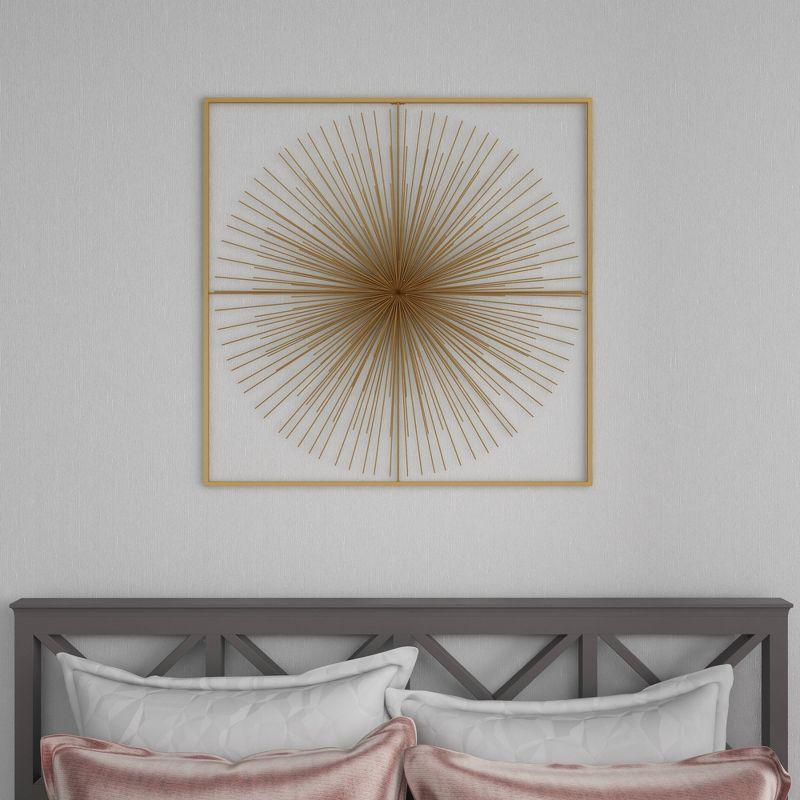 Metal Starburst Handmade Large 3D Wall Decor with Gold Frame Gold - CosmoLiving by Cosmopolitan