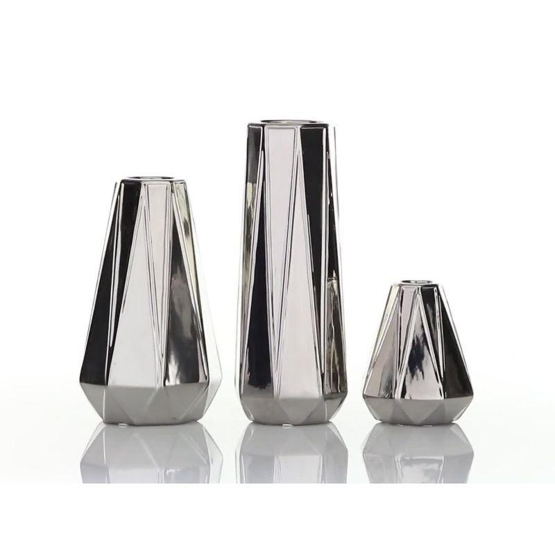 Ceramic Faceted Geometric Decorative Vase Set