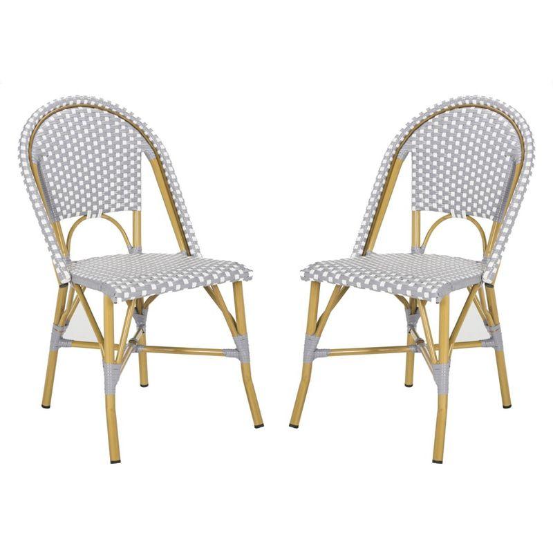 Salcha Side Chair (Set Of 2) - Indoor/Outdoor - FOX5210 - Gray/White - Safavieh