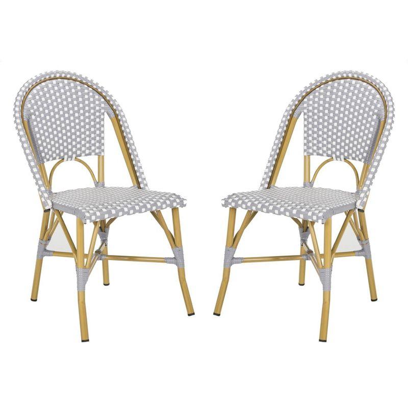 Salcha Side Chair (Set Of 2) - Indoor/Outdoor - FOX5210 - Gray/White - Safavieh