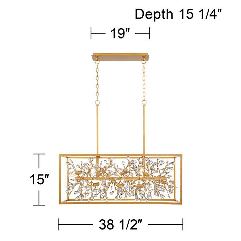 Possini Euro Design Gold Linear Island Pendant Chandelier 38 1/2" Wide Modern Clear Crystal 8-Light Fixture for Dining Room House