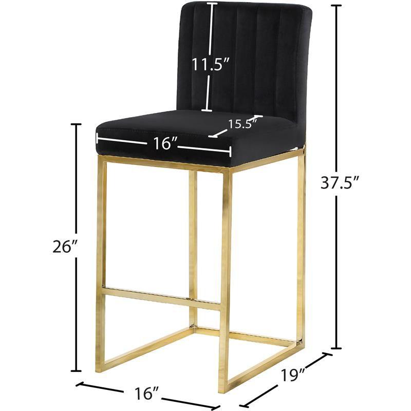 Meridian Furniture Giselle 26"H Velvet Counter Stool in Black