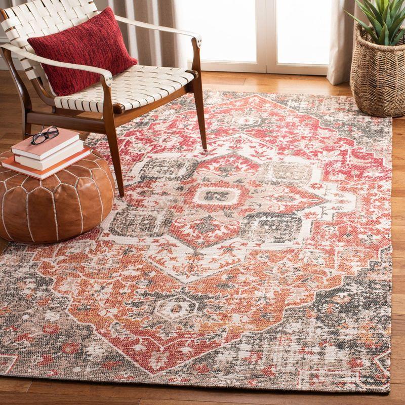 Handmade Cotton Chic Boho Red & Beige 4' x 6' Area Rug