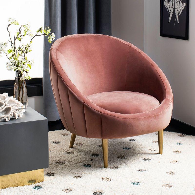 Dusty Rose Velvet Barrel Armchair with Gold Legs