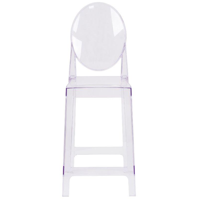 Flash Furniture Ghost Counter Stool with Oval Back in Transparent Crystal