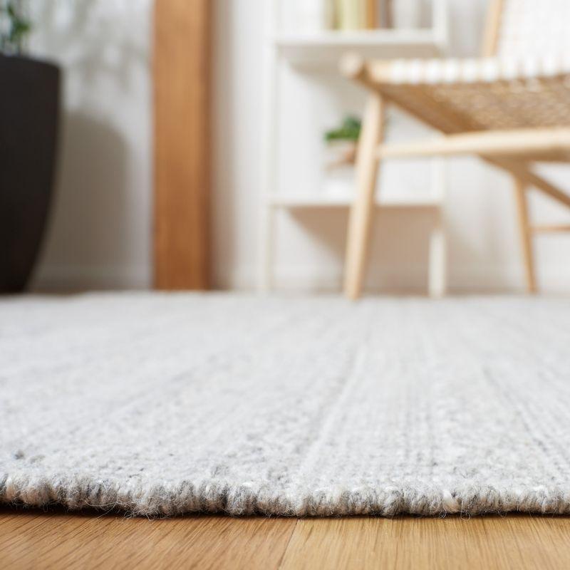 Gray and Ivory Striped Wool and Synthetic 3' x 5' Area Rug