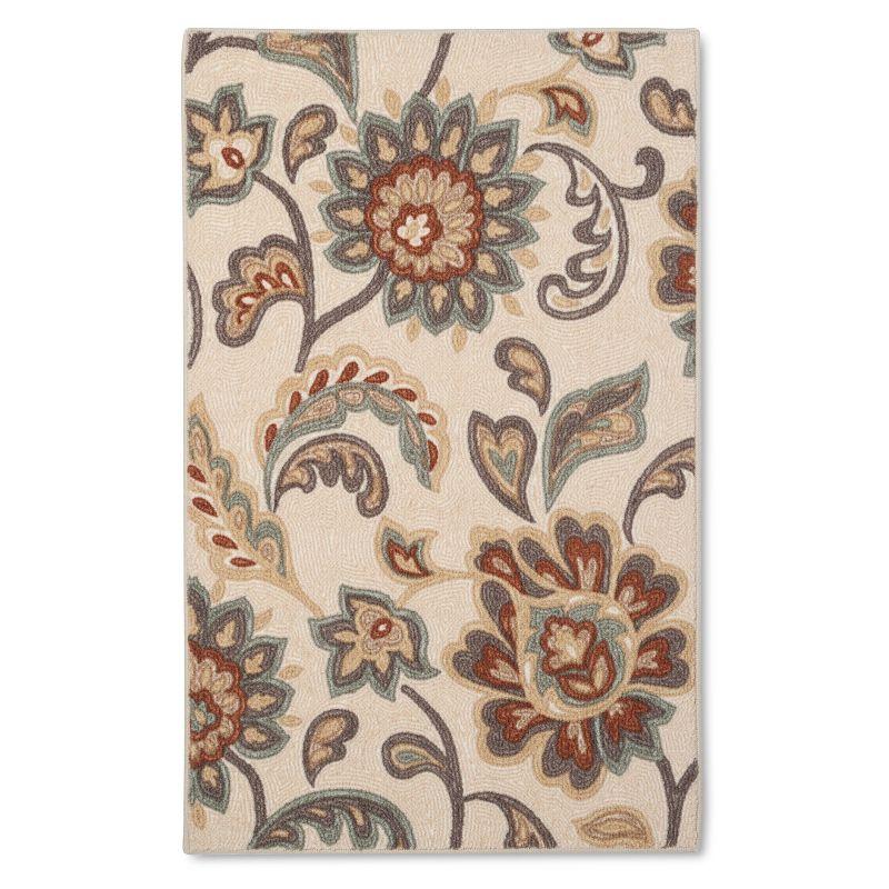 Maples 2'6"x3'10" Washable Paisley Floral Accent Rug Tan
