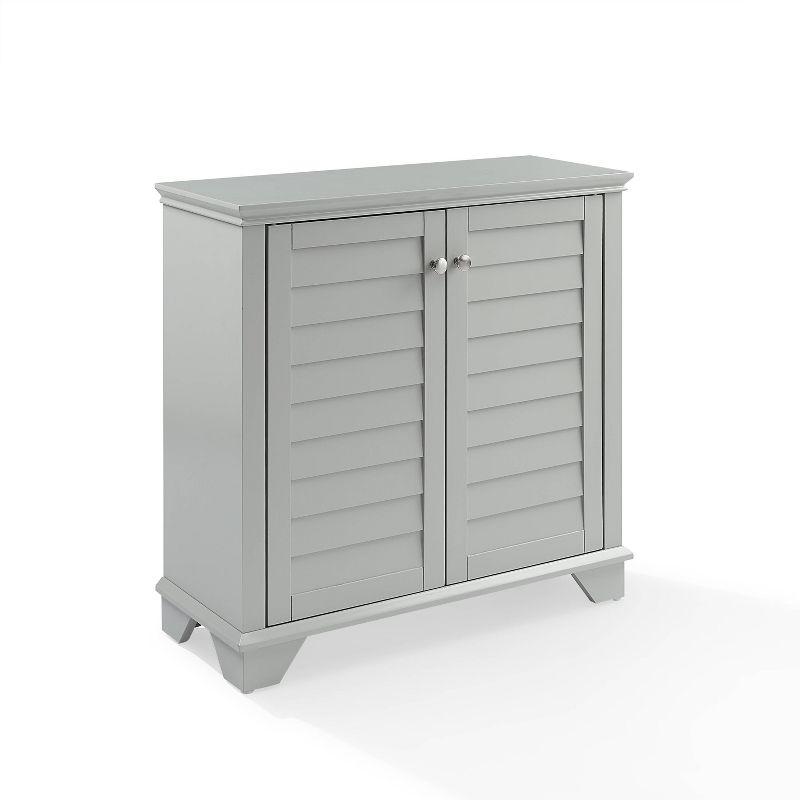 Gray Faux-Louvered Bathroom Storage Cabinet with Adjustable Shelves