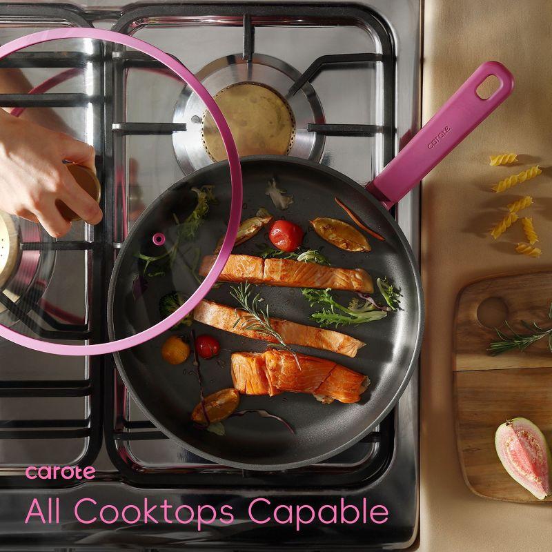 CAROTE 16pcs Nonstick Cookware set, Pots and Pans, Premium Induction Cookware, Durable & Easy to Clean, Large Frying Pan, Rose Pink