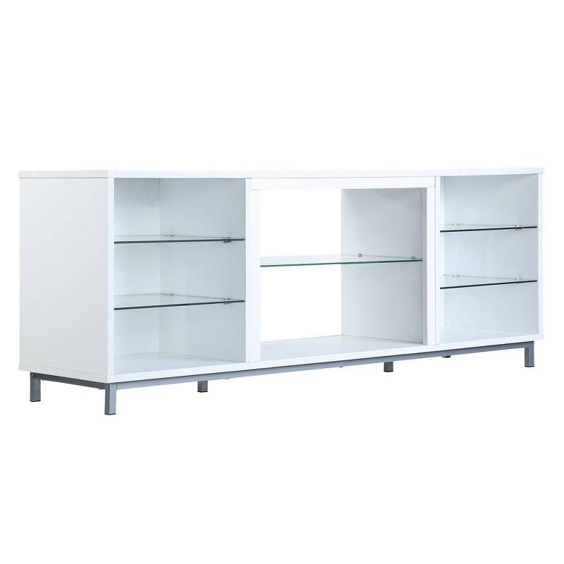 Brighton TV Stand for TVs up to 56" White - Manhattan Comfort: Modern Media Console with Open Glass Shelves & Cable Management