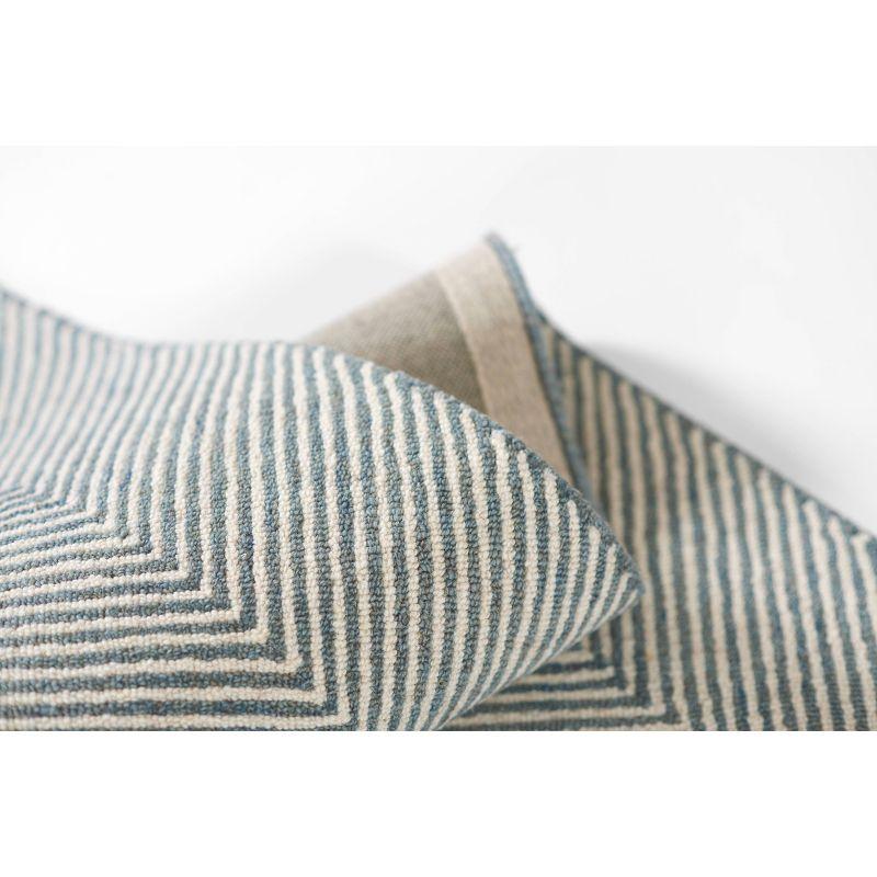 Momeni 5'x8' Charles Zig Zag Handtufted Area Rug Blue: Wool, Cotton & Latex Backing, Low Pile, Indoor Use, Rectangle Shape