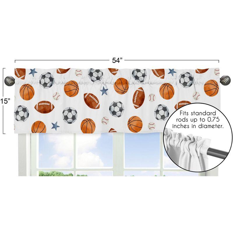 Sports Print Tailored 54'' W Window Valance in Red/Blue