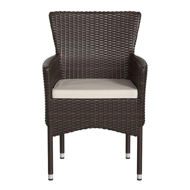 Flash Furniture Maxim Modern Wicker Patio Armchairs for Deck or Backyard, Fade and Weather-Resistant Frames and Cushions