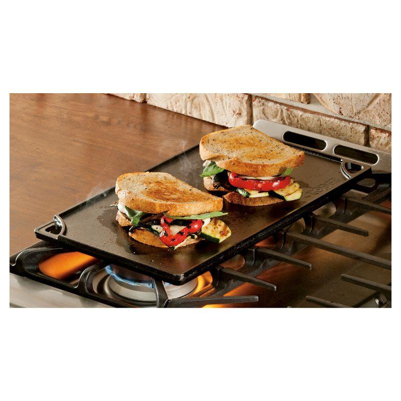 Lodge 16.75" x 9.5" Cast Iron Reversible Griddle: Preseasoned, Even-Heating, Nonstick, Induction & Oven Safe Grill Pan