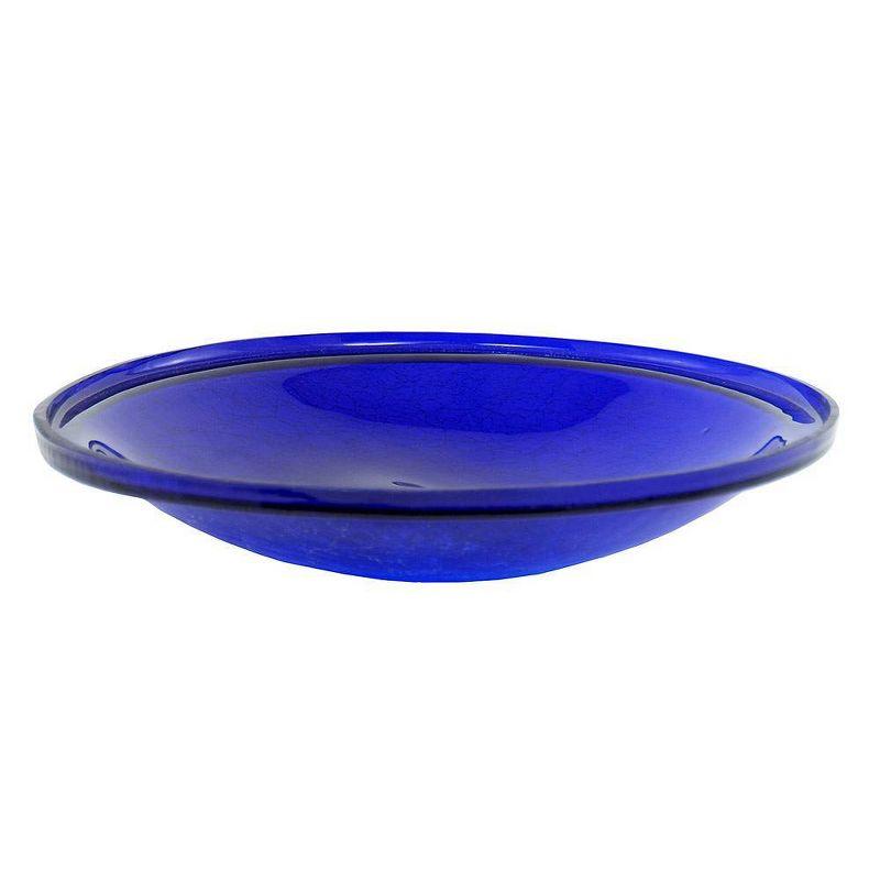 Cobalt Blue Crackle Glass Hanging Birdbath Bowl