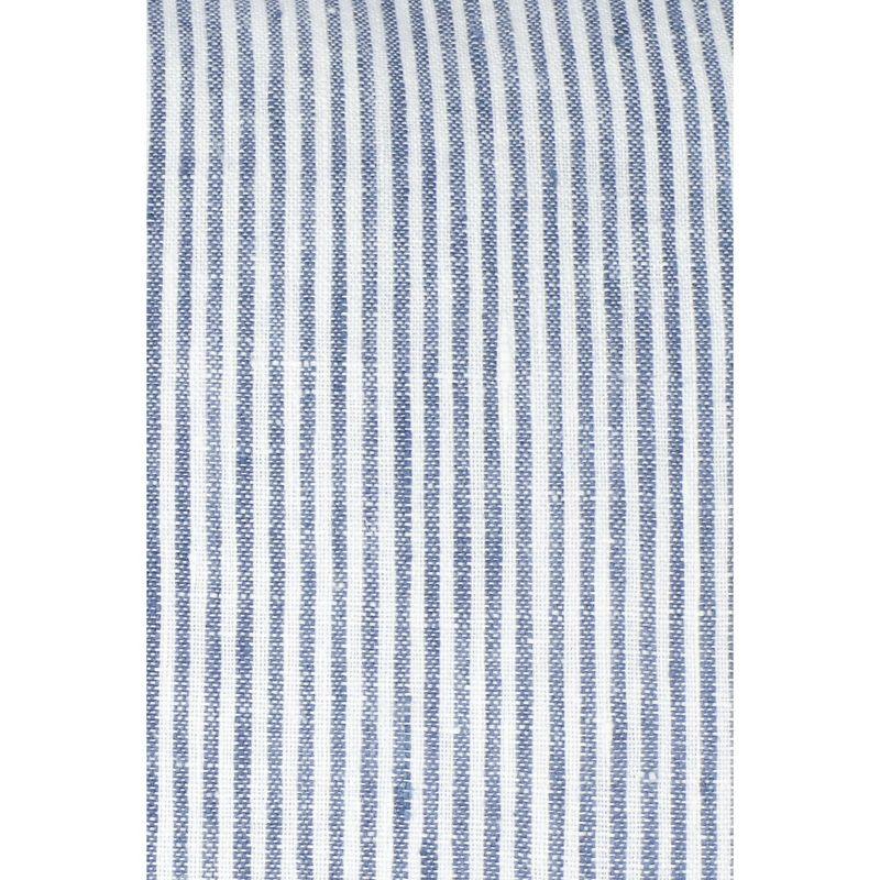 Blue Pinstripe Fringe Linen Pillow 26x26 Down Alternative Insert