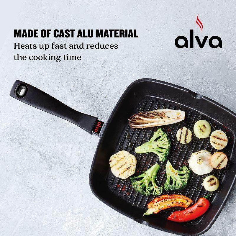 Alva Energy Cast Aluminum Grill Pan with 2 Handles - Nonstick, 11 inch