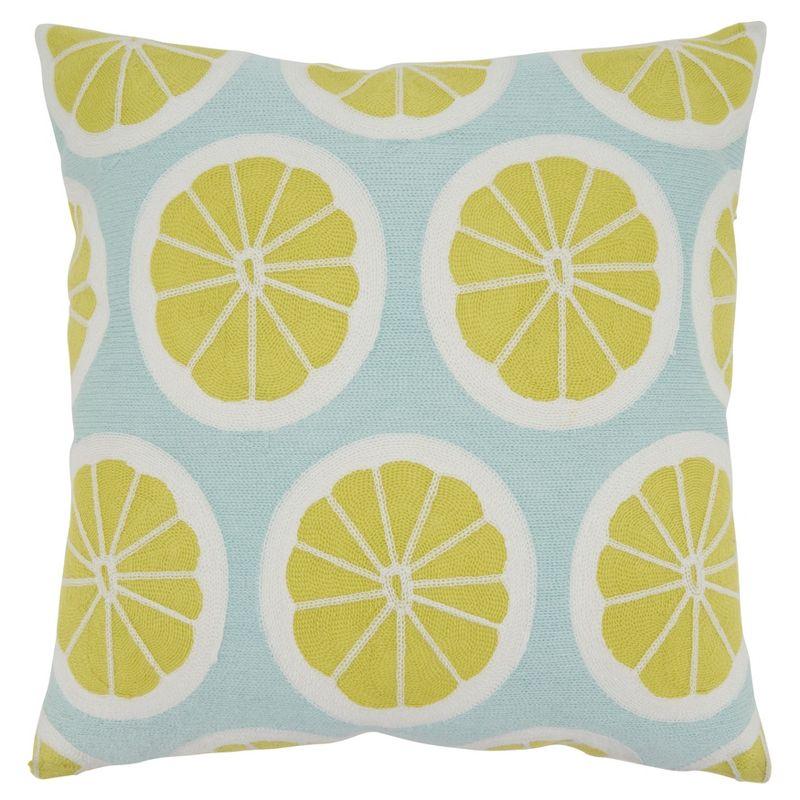 Lime and Blue Cotton Embroidered Euro Pillow Cover