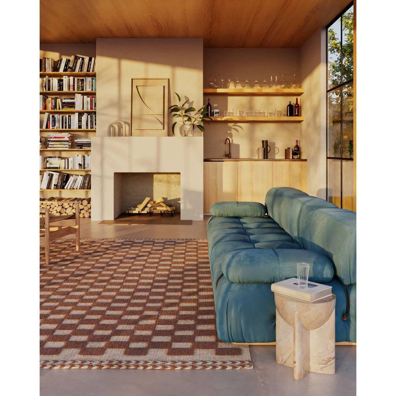 Momeni 2'6"x8' Willow Check Handwoven Runner Rug Brown: Wool, Low Pile, Classic Pattern, Indoor Use, Handmade
