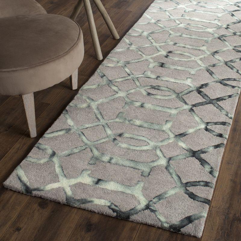 Gray Geometric Tufted Wool Runner Rug