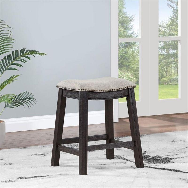 Coaster Home Furnishings Elliston Backless Counter Height Saddle Bar Stool Dark Grey and Beige (Set of 2)