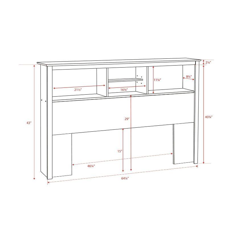 Prepac Monterey Headboard White (Full/Queen): Modern Storage Design, 3 Compartments, Adjustable Shelf