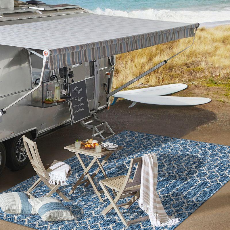 8'x10' Ourika Moroccan Geometric Textured Weave Indoor/Outdoor Area Rug, Navy/Light Gray - JONATHAN Y