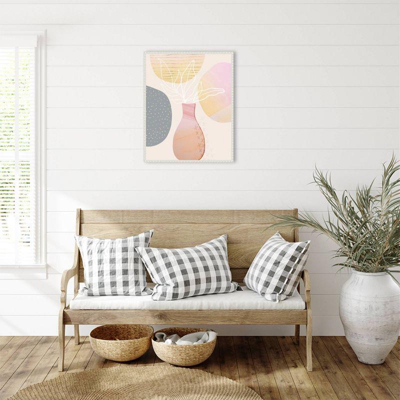 Pastel Abstract Botanical Canvas Print with White Frame