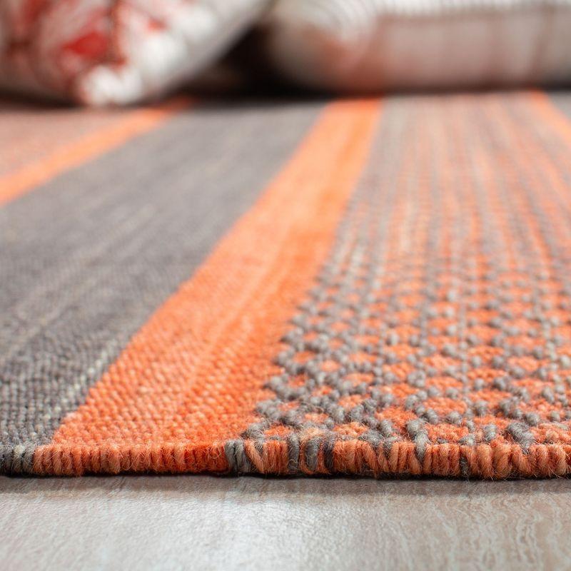 Kilim KLM952 Hand Woven Area Rug - Dark Grey/Orange - 5'x8' - Safavieh.