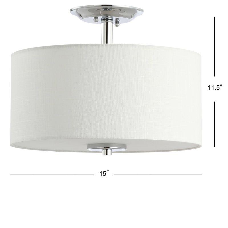 15" Marc Metal/Linen LED Semi-Flush Mount Chrome - JONATHAN Y: ETL Listed, 2-Light Fixture