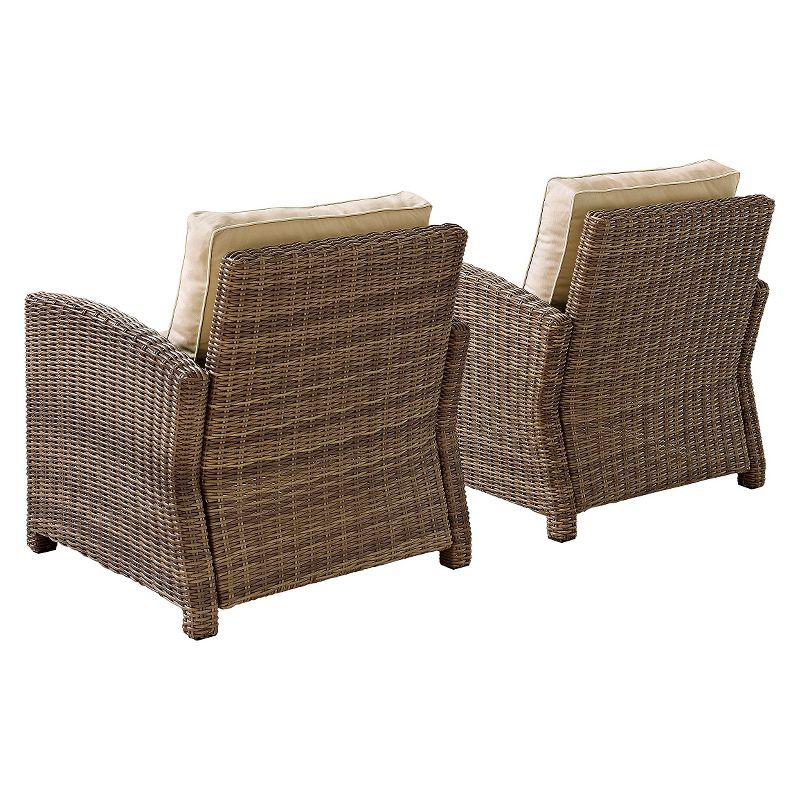 Crosley Bradenton 2 Piece Outdoor Wicker Seating Set with Sand Cushions: Steel Frame, UV-Resistant