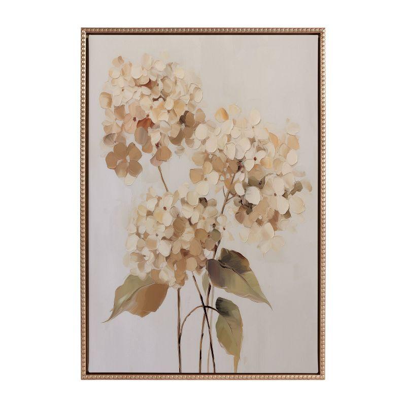 Soft Hydrangeas Beaded Gold Framed Canvas Print 23"x33"