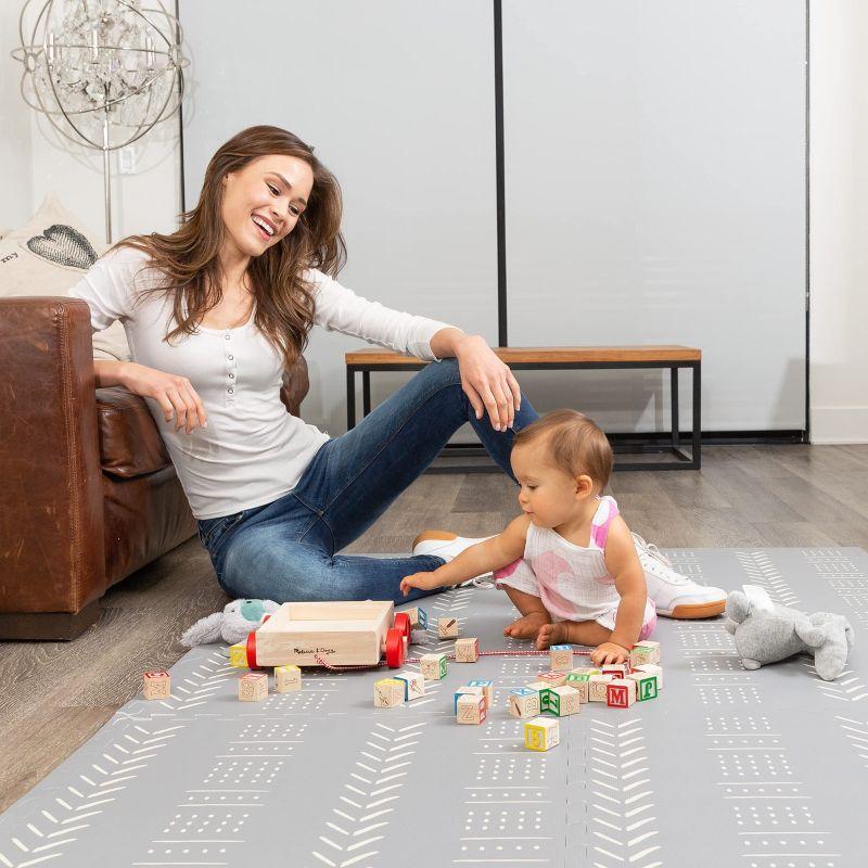 X-Large Gray Foam Baby Play Mat with Interlocking Tiles