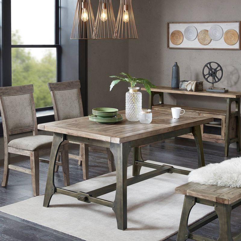 Ink+Ivy Oliver Extendable Dining Table Gray: Self-Storing Leaf, Seats Six, Antique Bronze Legs