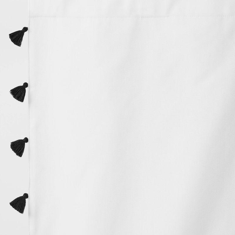 84" Blackout Tassel Kids' Curtain Panel White/Black - Pillowfort™: Noise Reduction, UV Protection, Energy Efficient