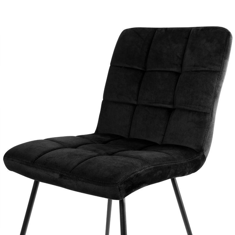 Elama Black Velvet Tufted Accent Chairs with Metal Legs - 2 Piece Set