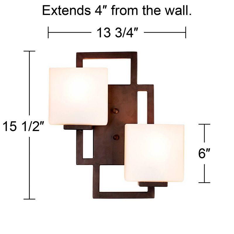 Possini Euro Design Modern Wall Light Bronze 15 1/2" Square Glass Sconce Fixture for Bathroom Side of Mirror Hallway