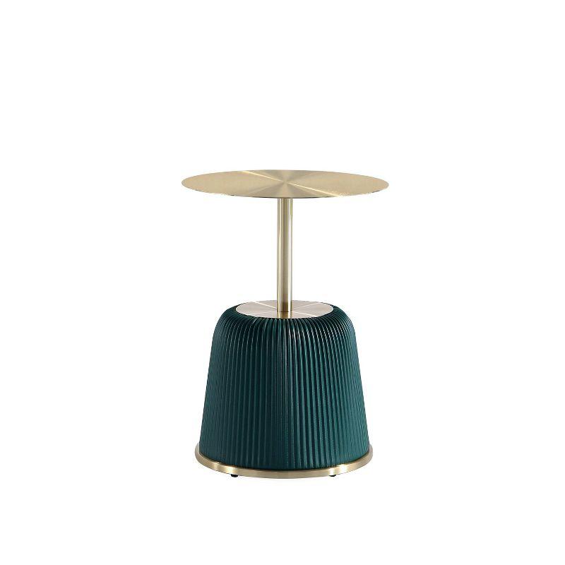 Manhattan Comfort Anderson Modern Leatherette Upholstered End Table with Gold Tabletop