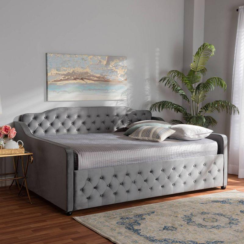 Freda Velvet Fabric Upholstered Button Tufted Daybed - Baxton Studio