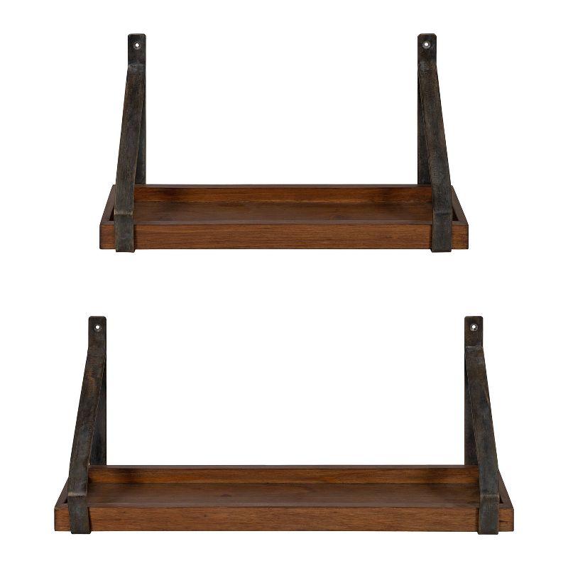 2pc Sudbury Wood and Metal Wall Shelf Set - Kate & Laurel All Things Decor