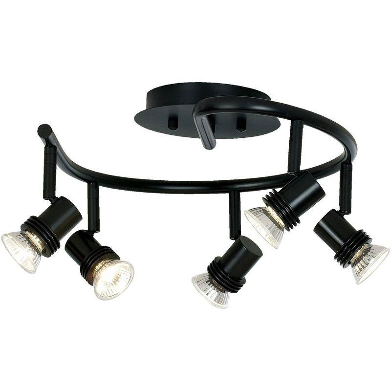 Pro Track Spiral 5-Head LED Ceiling Track Light Fixture Kit Spot Light GU10 Directional Adjustable Black Modern Kitchen Bathroom Dining 15 3/4" Wide