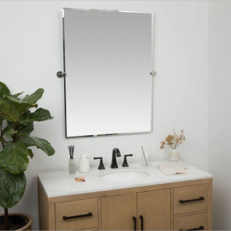 Hamilton Hills Large Tilting Pivot Rectangle Mirror with Brushed Gold Wall Anchors